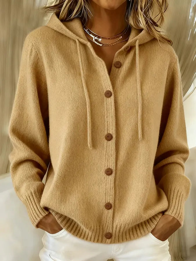 Brenda™ | Bequemer Cardigan mit Kapuze und Knöpfen