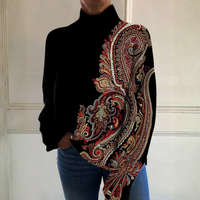 Georgina | Hochkragen-Top mit Ornamentdruck