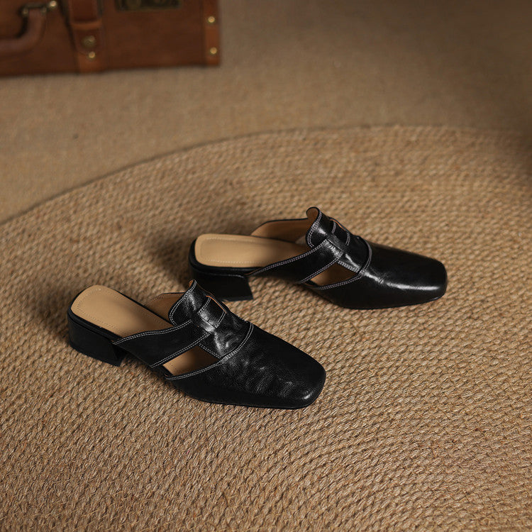 Mule aus echtem Leder in Ivory