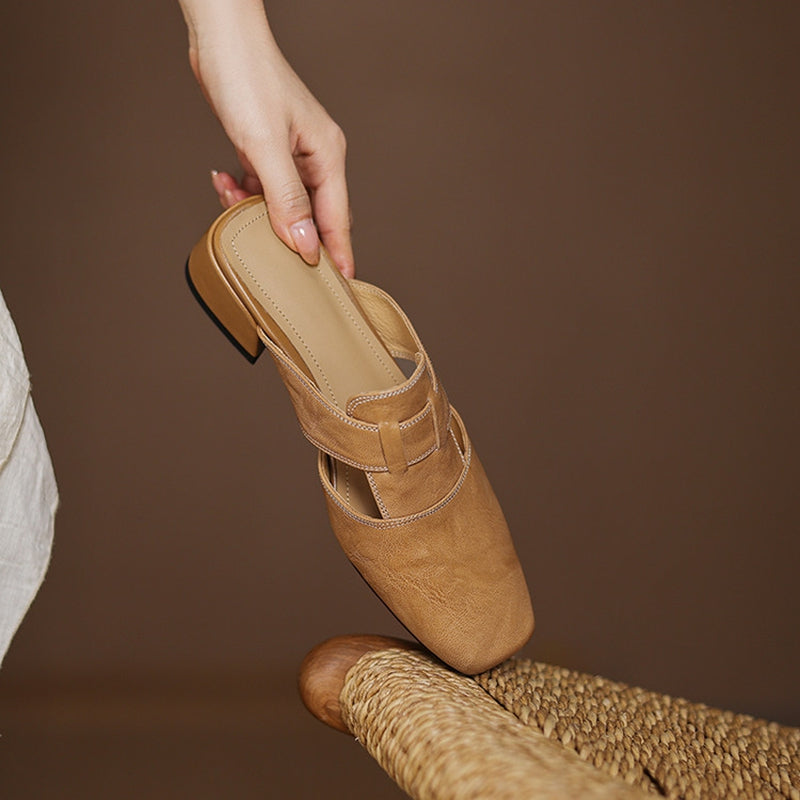 Mule aus echtem Leder in Ivory