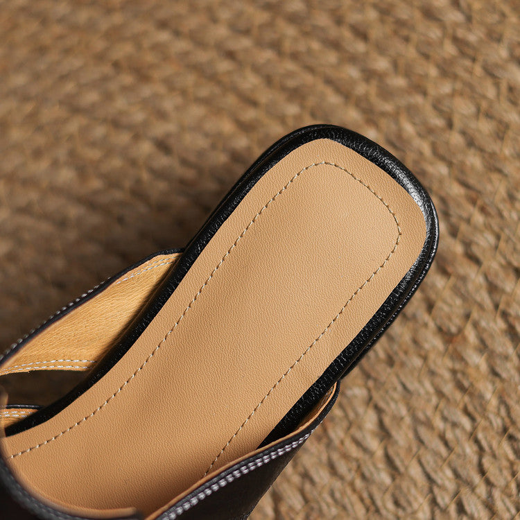 Mule aus echtem Leder in Ivory