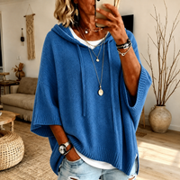 Amelie – Blauer Poncho Pullover