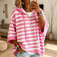Emilie – Pink Gestreifter Poncho Pullover