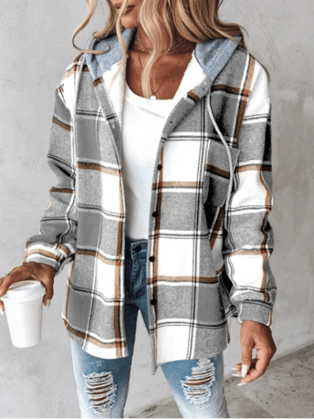 Harlow | Karierte Hemdjacke mit Kapuze