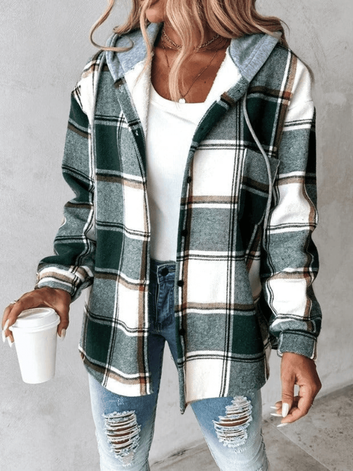 Harlow | Karierte Hemdjacke mit Kapuze