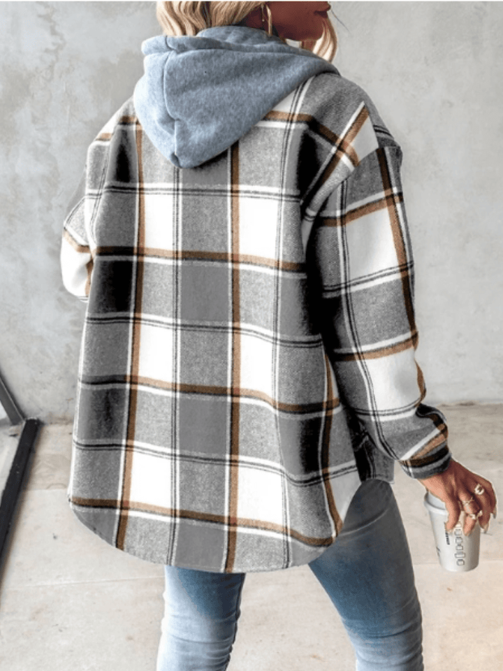 Harlow | Karierte Hemdjacke mit Kapuze