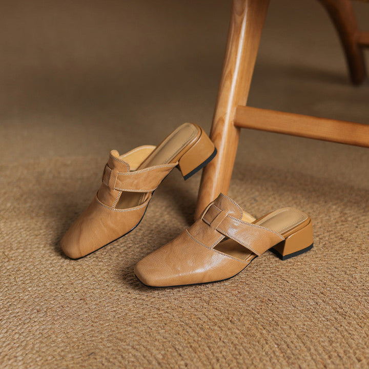 Mule aus echtem Leder in Ivory