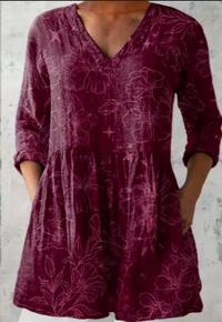 Firenze | Lange Bluse mit V-Ausschnitt