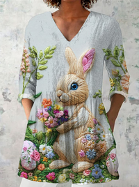 Marguerite | Lange Bluse mit V-Ausschnitt