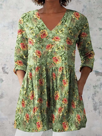 Sara | Lange Bluse mit V-Ausschnitt