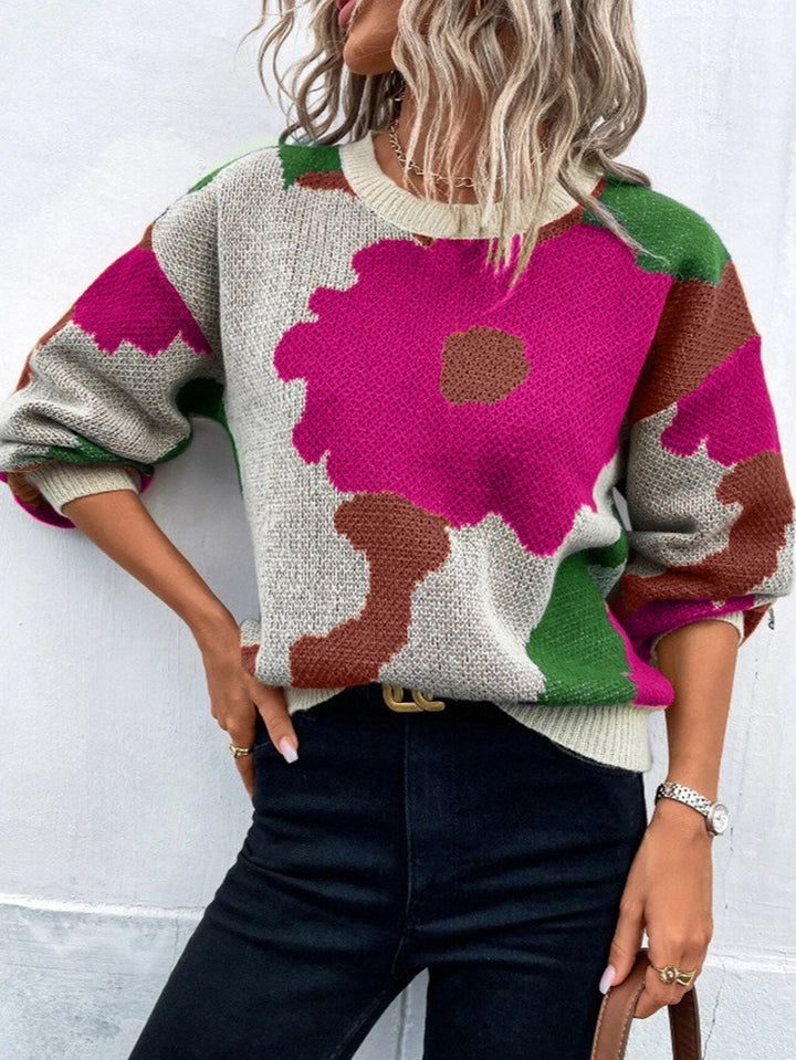 Camila | Künstlerischer Floralstrickpullover