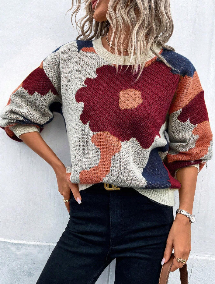 Camila | Künstlerischer Floralstrickpullover