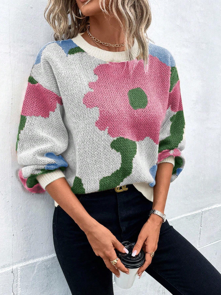 Camila | Künstlerischer Floralstrickpullover
