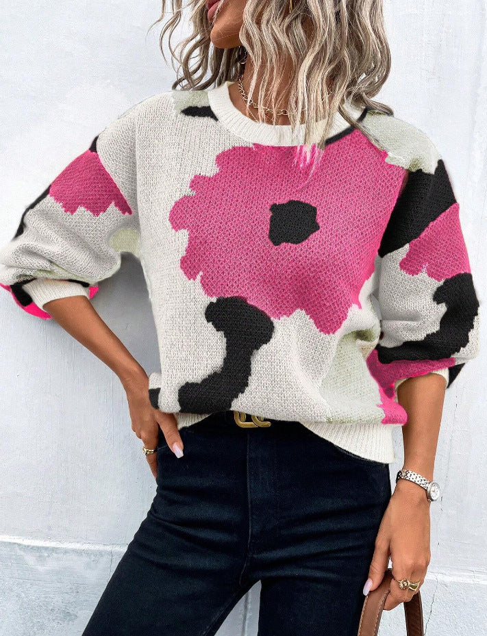 Camila | Künstlerischer Floralstrickpullover