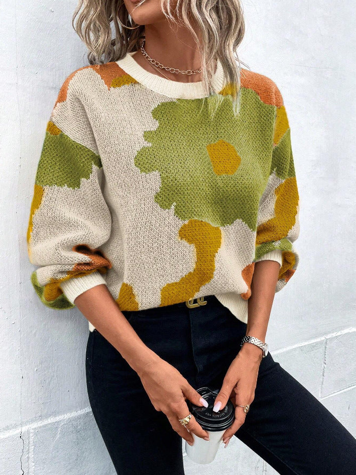 Camila | Künstlerischer Floralstrickpullover