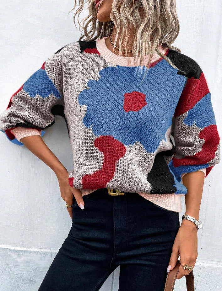 Camila | Künstlerischer Floralstrickpullover