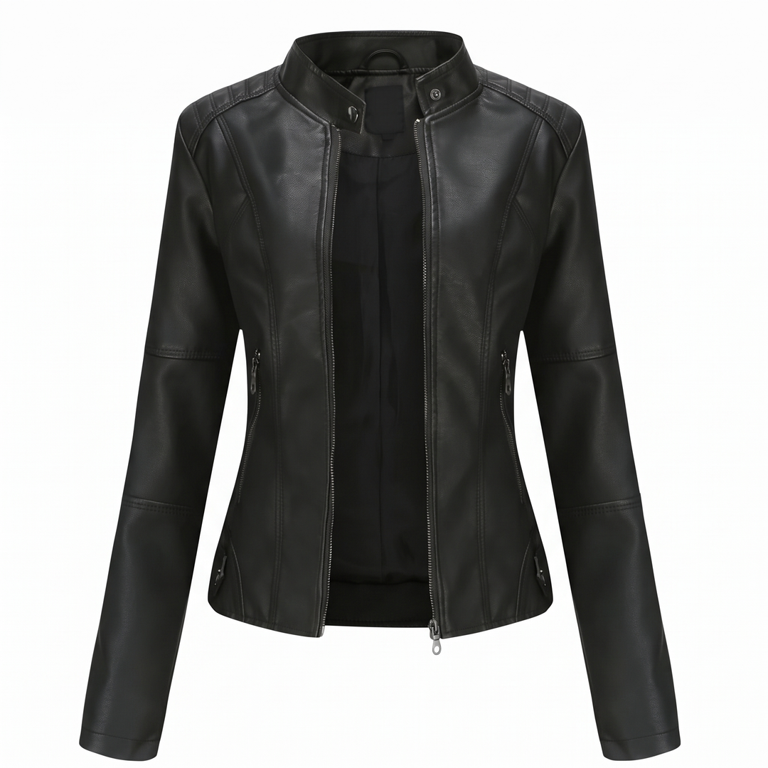 Miranda | Slim Bikerjacke mit Stehkragen und Reißverschluss