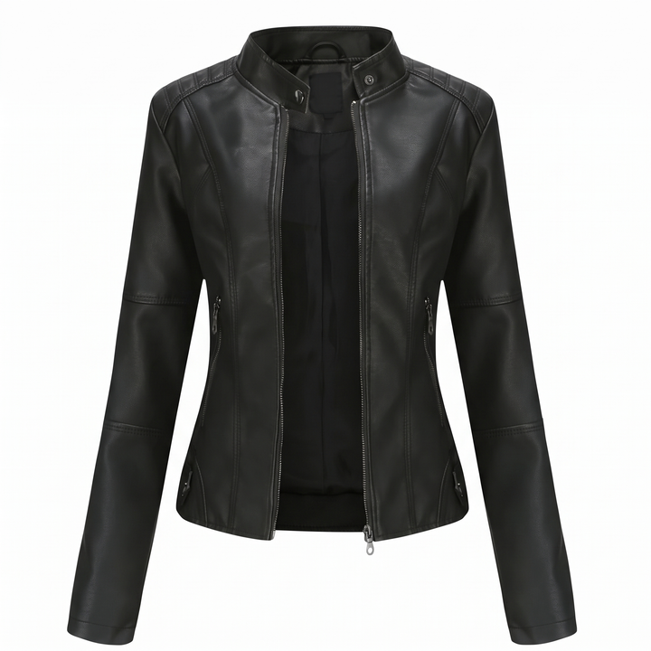 Miranda | Slim Bikerjacke mit Stehkragen und Reißverschluss