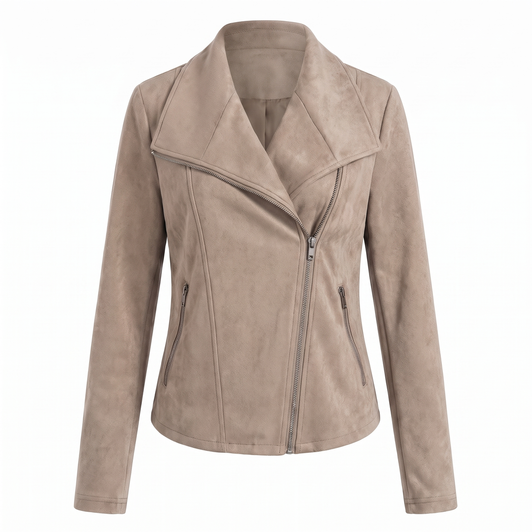 Corinna | Bikerjacke aus Wildlederimitat mit asymmetrischem Reißverschluss