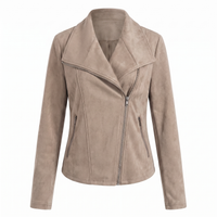 Corinna | Bikerjacke aus Wildlederimitat mit asymmetrischem Reißverschluss