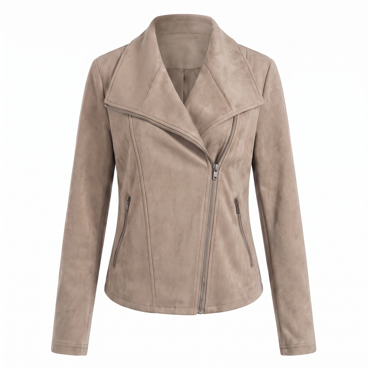 Corinna | Bikerjacke aus Wildlederimitat mit asymmetrischem Reißverschluss