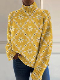 Ingeborg | Hochkragenpullover mit Blumenmuster