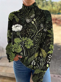 Danica | Hochkragenpullover mit Botanischem Druck