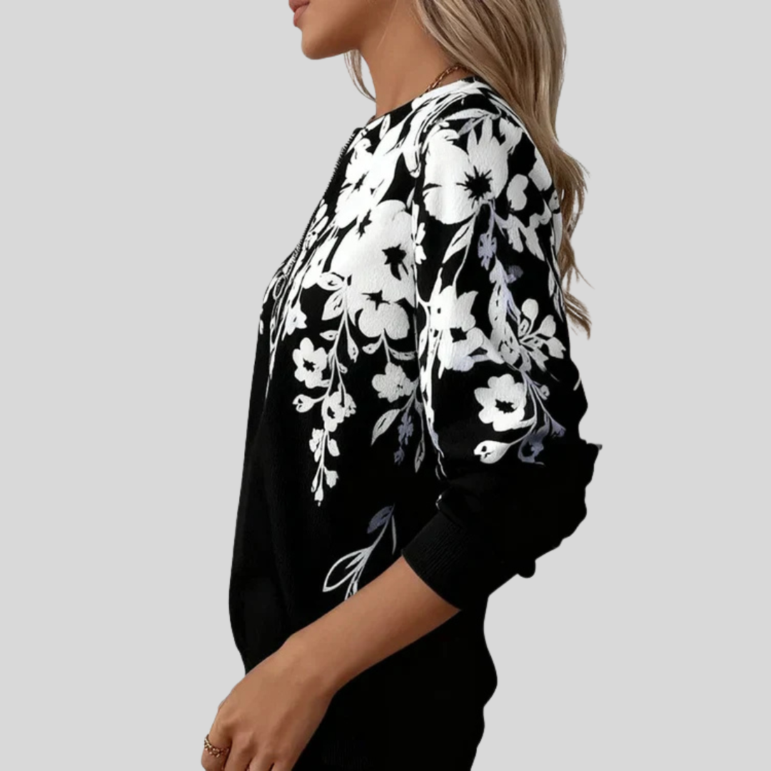 Crimson™ | Blumenmuster Zip Sweatshirt
