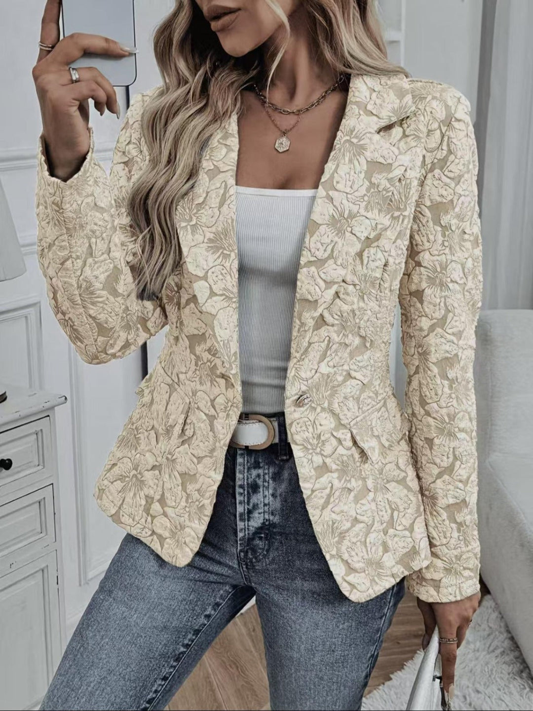 Blazer Fitted Jacquard Paisley für Damen
