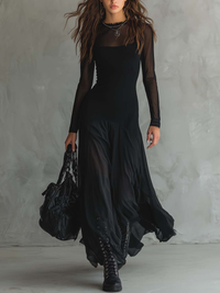 Neroa | Maxikleid aus schwarzem Tüll