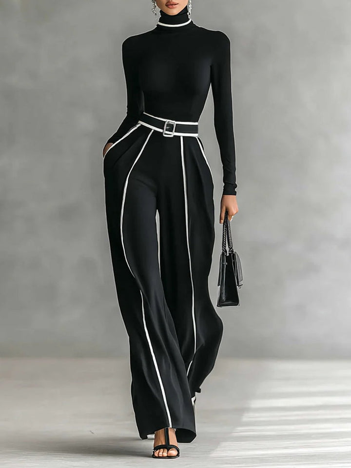 Emma | Elegantes Set mit Hohem Kragen und Weitgeschnittenen Hosen