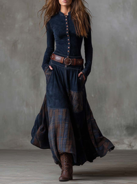 Élise | Langes Wildleder-Effektkleid mit Gürtel