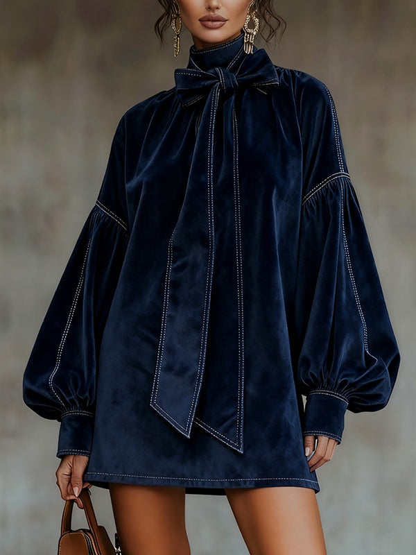 Tiphaine | Mini-Kleid aus Samt mit Schleife