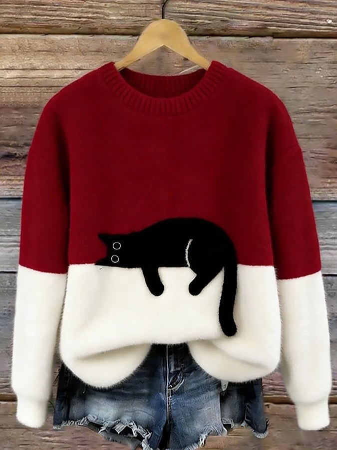 Aileen™ | Oversized Pullover mit elegantem Katzenmotiv