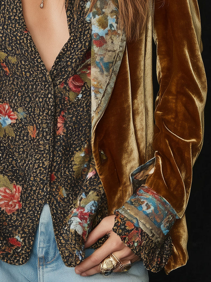 Marcelline | Blazer Patchwork Bedruckt Floral Vintage