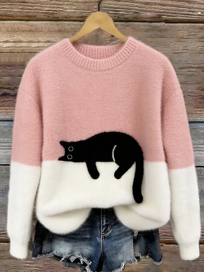 Aileen™ | Oversized Pullover mit elegantem Katzenmotiv