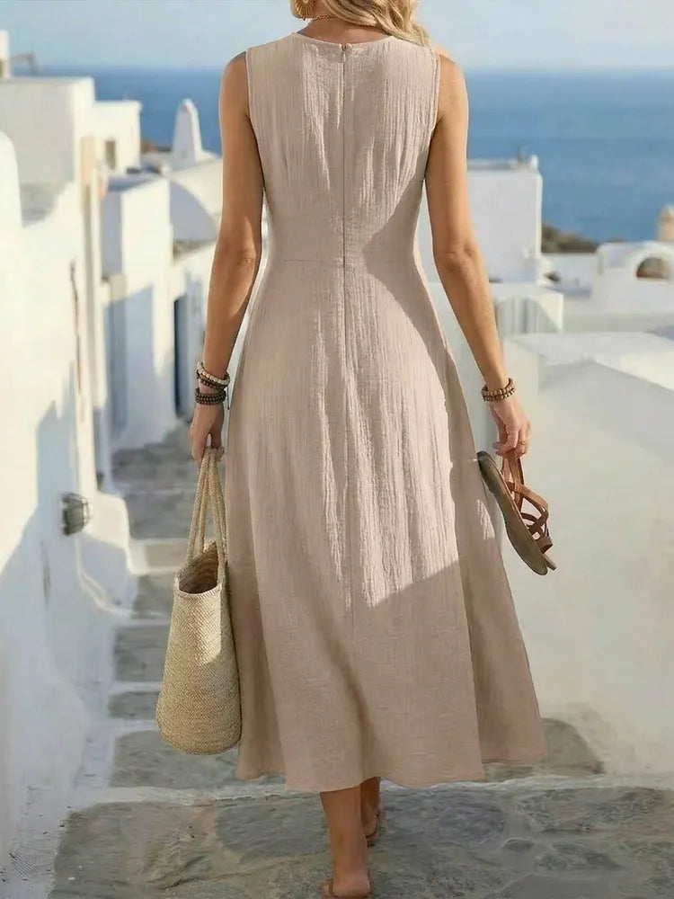 Sage | Boho A-Linie Kleid ohne Ärmel