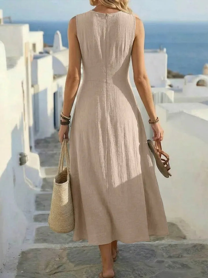 Sage | Boho A-Linie Kleid ohne Ärmel