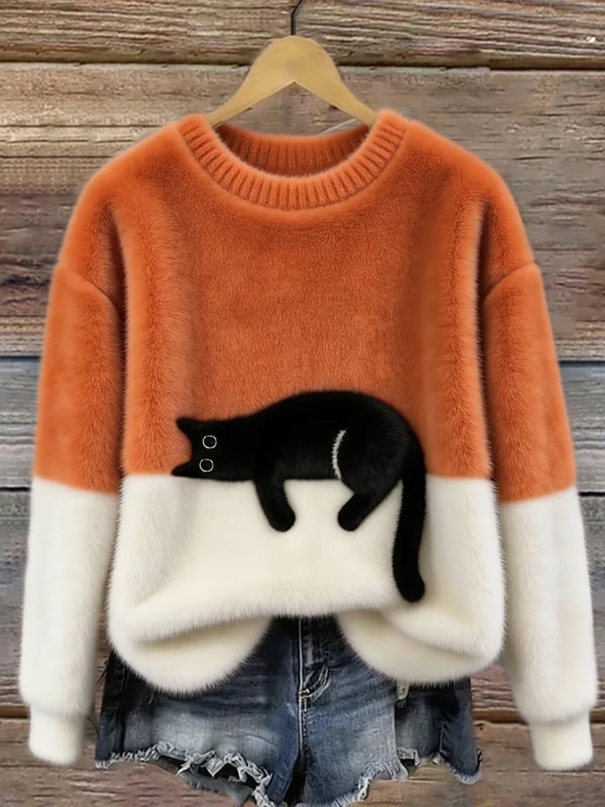 Aileen™ | Oversized Pullover mit elegantem Katzenmotiv