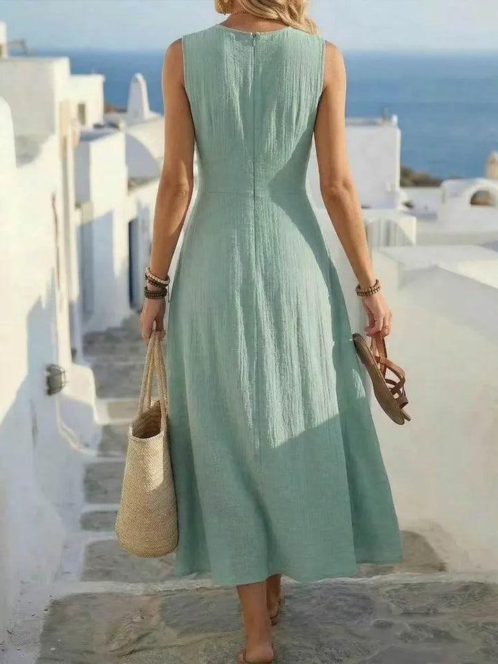 Sage | Boho A-Linie Kleid ohne Ärmel