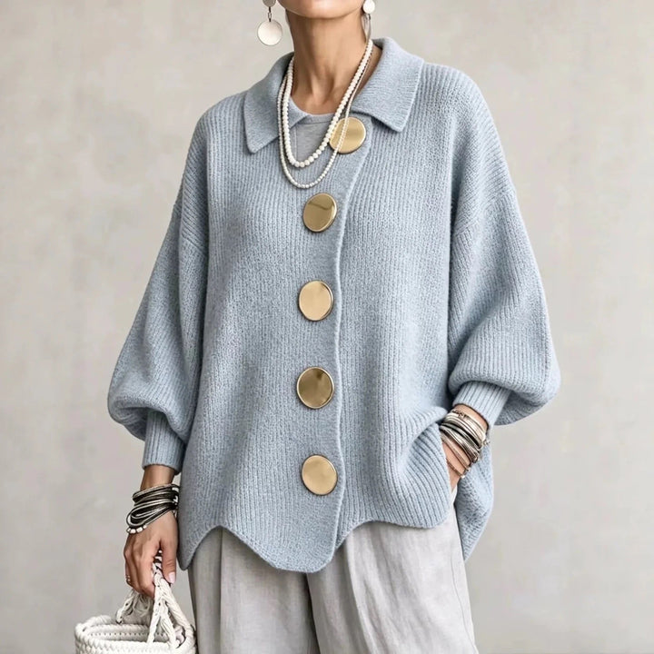 Karina - Oversized Kragen-Button Cardigan