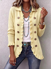 Liliana | Cremefarbene Strickjacke mit Volants