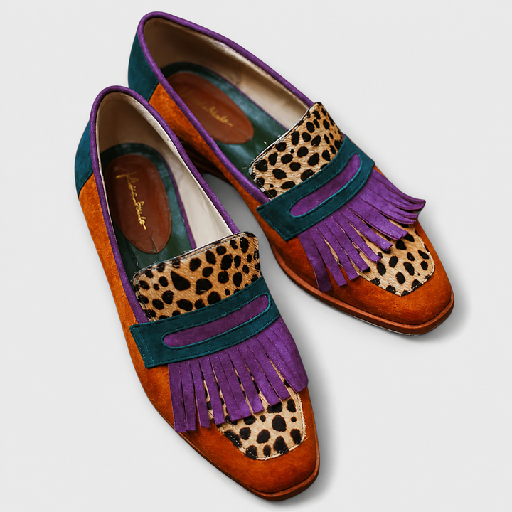 Fallon | Braune Mokassins mit Leopardenmuster