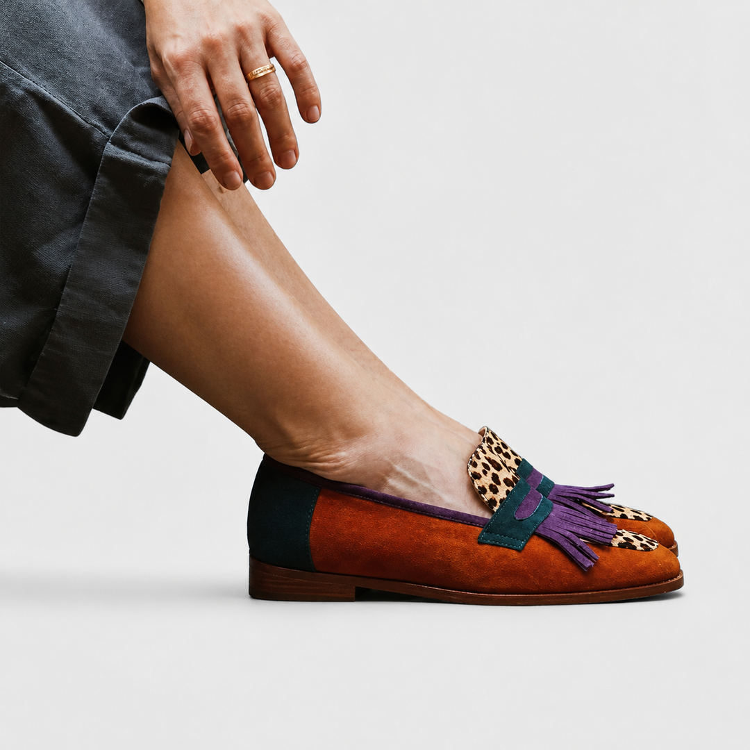 Fallon | Braune Mokassins mit Leopardenmuster