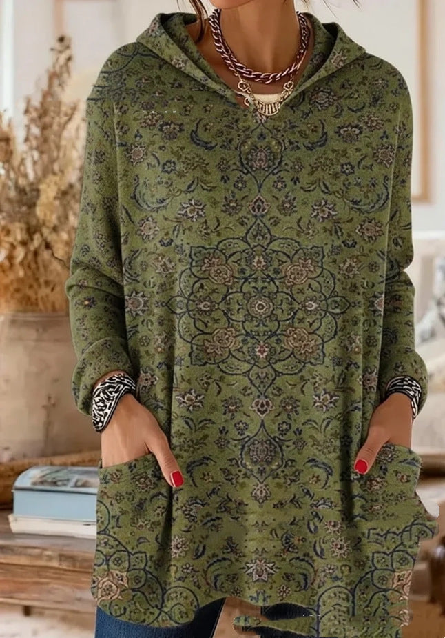 Lizzy | Tunika mit Retro-Print und Kapuze