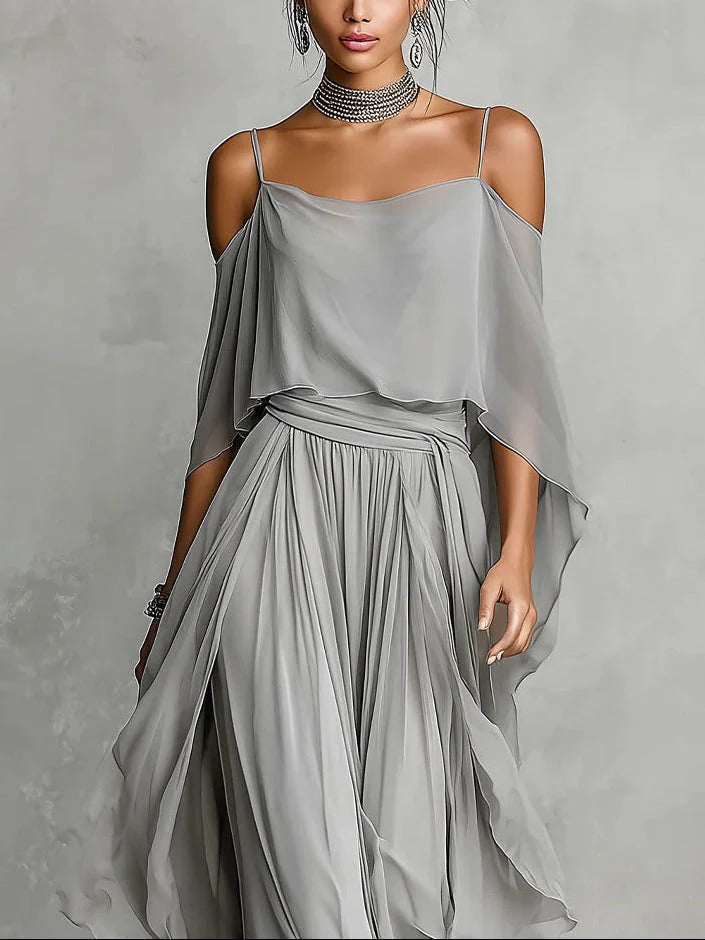 DALEMIRA | Chiffon-Set in Grau