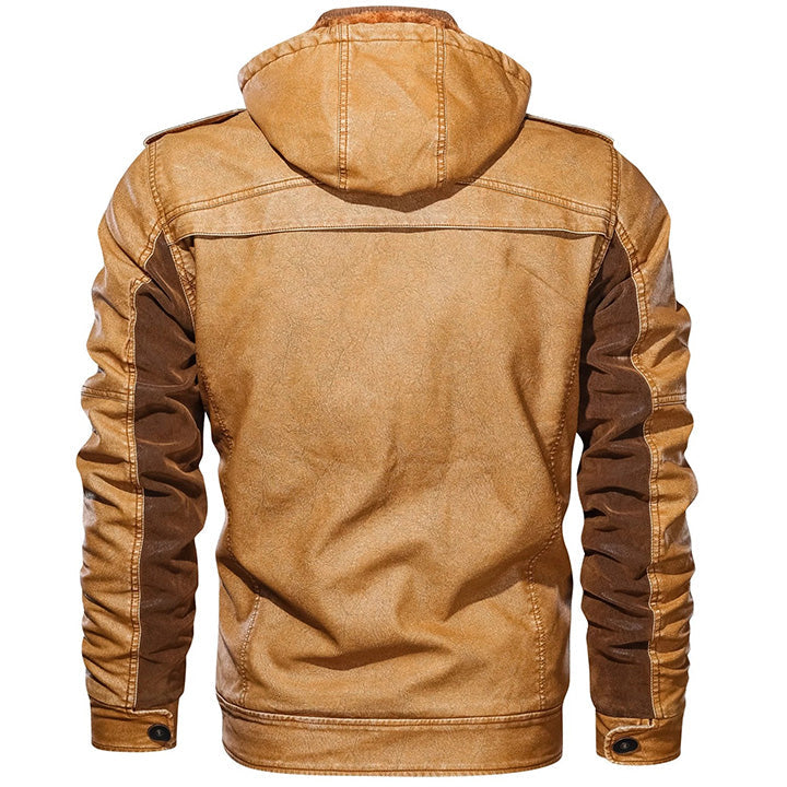 Paul™ | Vintage Zweifarbige Kapuzen-Bikerjacke