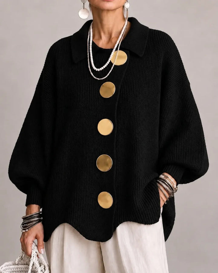 Karina - Oversized Kragen-Button Cardigan