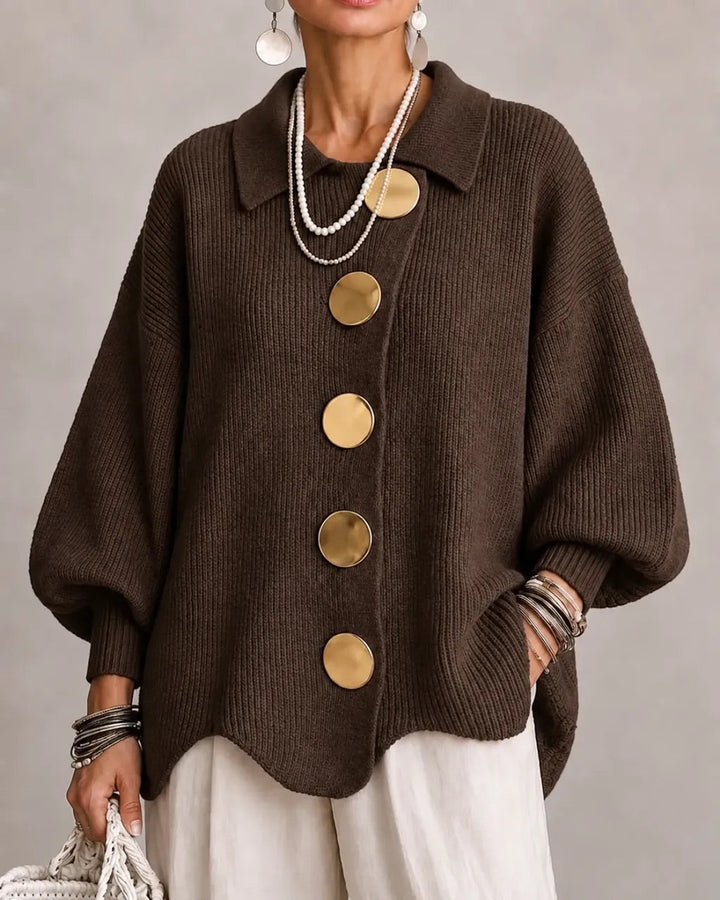 Karina - Oversized Kragen-Button Cardigan