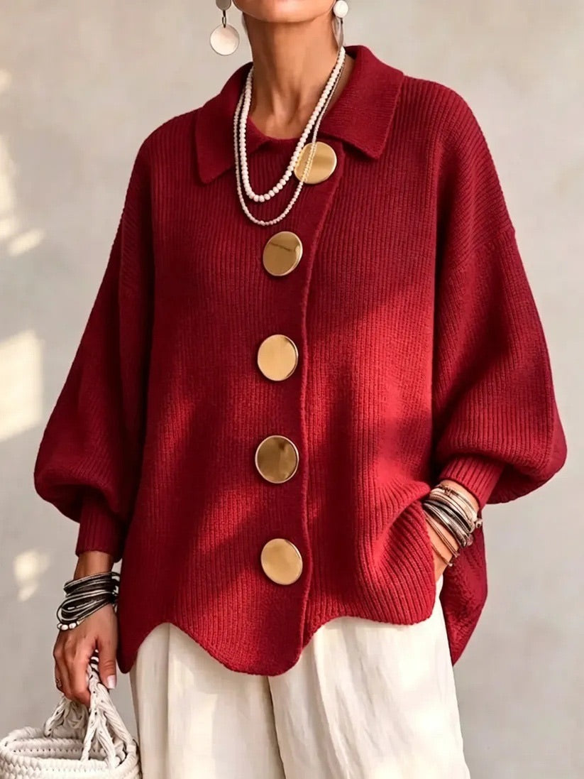 Karina - Oversized Kragen-Button Cardigan